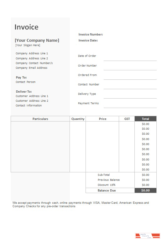 Free Bakery Invoice Template PSD template